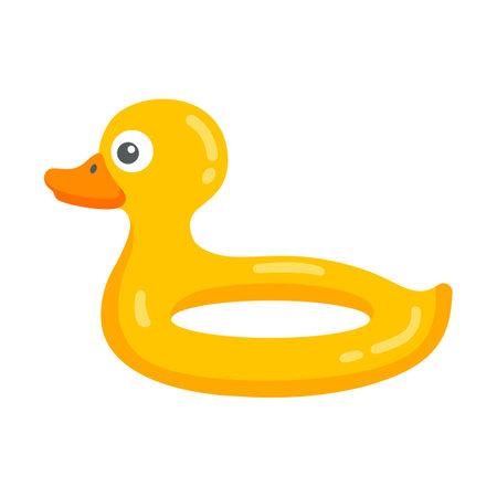 yellow inflatable circle duck. swim with the help of an inflatable circle on the water.のイラスト素材