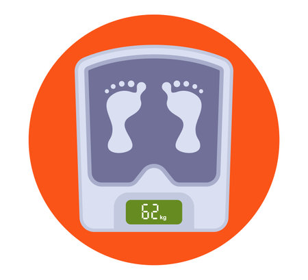 Floor scales for checking your weight. Device for home use. Footprints.のイラスト素材
