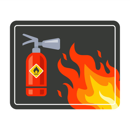 collage fire safety. fire protection. fire fighting equipment.のイラスト素材