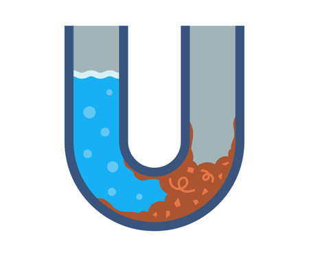 impassable blockage in a water pipe. water obstruction.のイラスト素材