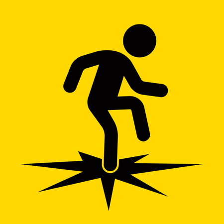 man falls through ice black icon. winter incident.のイラスト素材