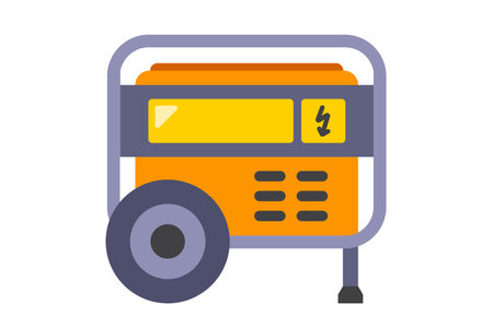 Yellow gasoline generator for generating electricity. portable power generator.のイラスト素材