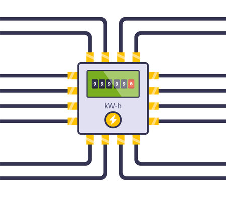 electrical wiring diagram. confusing electricity meter diagram.のイラスト素材
