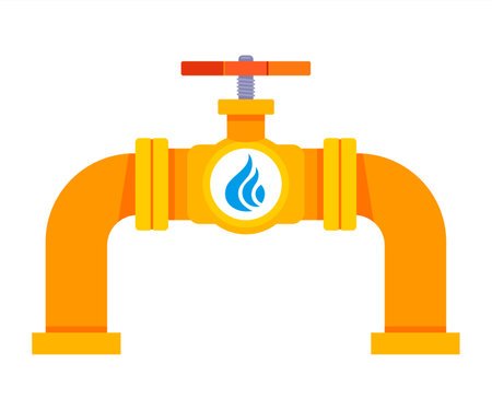 yellow metal pipes for gas pipeline. supply of liquefied gas through pipes. export of resources.のイラスト素材
