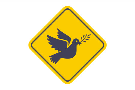 Dove of peace icon on yellow background. wall sticker.のイラスト素材