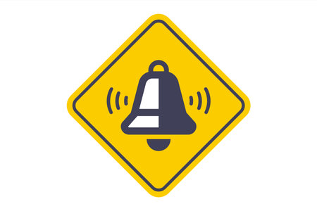bell icon on yellow background. sound signalのイラスト素材