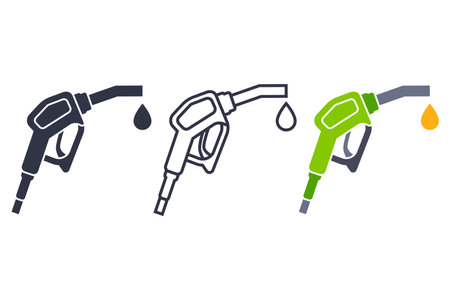 3 different styles of gas station gun image. refueling a car.のイラスト素材