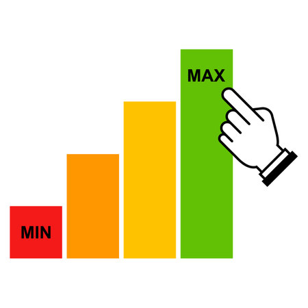 bar graph from minimum to maximum. sales increase infographic.のイラスト素材