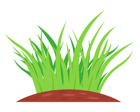 small bush of green grass growing from the ground. flat illustrationのイラスト素材
