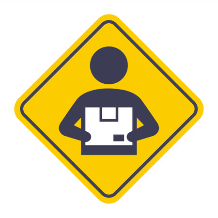 icon parcel delivery man. flat illustration.のイラスト素材