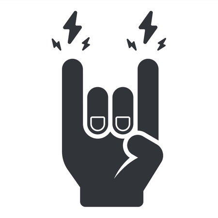 Hand making rock gesture. Black icon. Flat illustration.のイラスト素材