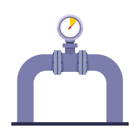 a device for measuring pressure in a pipe. the meter shows the water consumption in the house. flat vector illustration.のイラスト素材