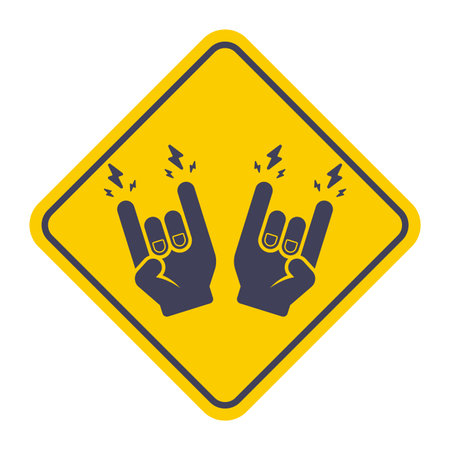 Hand making rock gesture. Black icon. Flat illustration.のイラスト素材