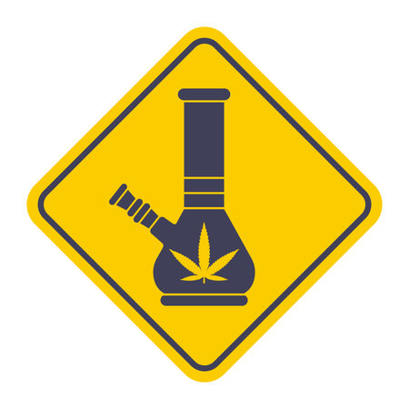 bong flat illustration. emblem of marijuana. vector illustrationのイラスト素材