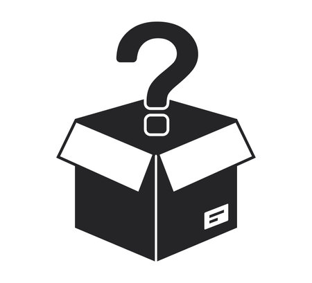 black icon box question mark. what in the box. flat illustrationのイラスト素材