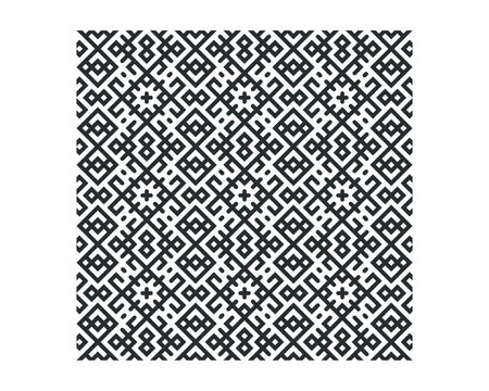 russian black square ornament. old russian geometric ornament. flat illustrationのイラスト素材