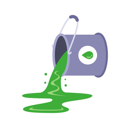 spilling a can of green paint. flat illustration.のイラスト素材