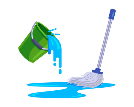 mop any spilled water. flat vector illustration.のイラスト素材