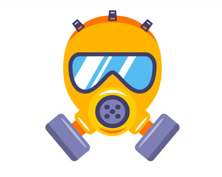 Yellow gas mask for protection against gas attack. flat illustration.のイラスト素材