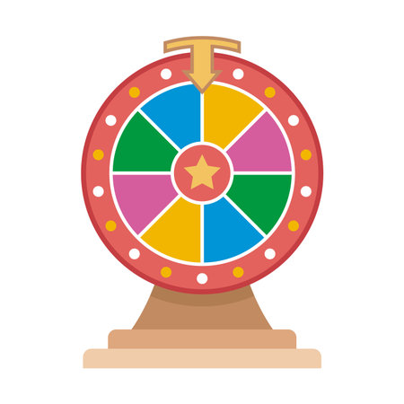 Casino lottery wheel of fortune with colored stripes. Flat vector illustration.のイラスト素材