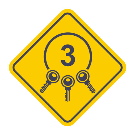 Black icon of three keys for a door lock. Flat illustration.のイラスト素材