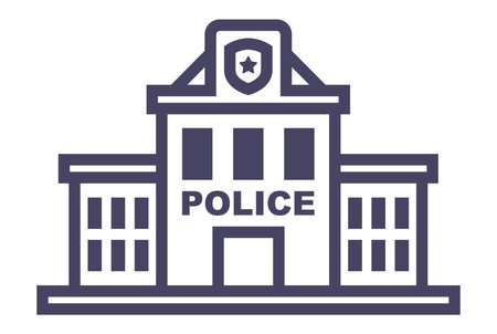 Black police station icon. Flat illustrationのイラスト素材