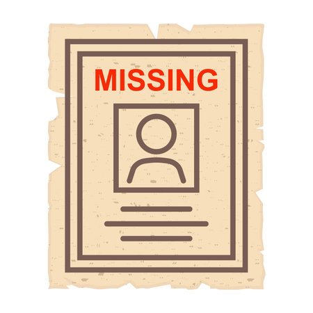 Poster on the wall missing person. Flat illustration.のイラスト素材