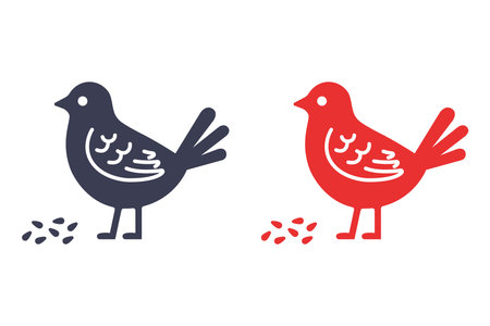 A bird eats sunflower seeds. Pigeons on the road. Dark icon.のイラスト素材