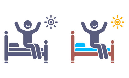 Icon of a person waking up in the morning. Flat illustration.のイラスト素材