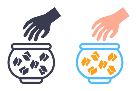 Black icon of pulling a lottery ticket out of a box. Flat illustration.のイラスト素材