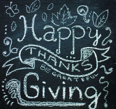 Thanksgiving day, autumn leaves background and text, on different rustic woodenの写真素材