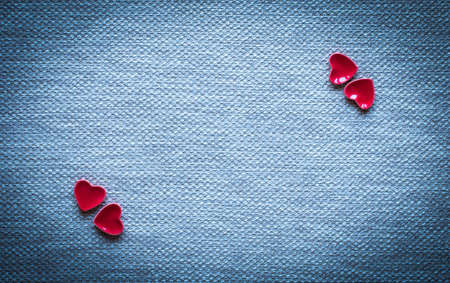 Valentine's Day background, with hearts and various romentic elements over an elegant vintage backgroundの写真素材