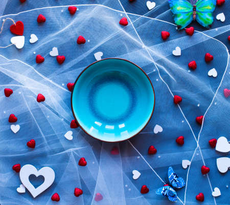 Valentine's Day background, with hearts and various romantic elementsの写真素材