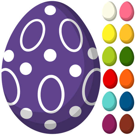 Colorful purple ultra violet Easter chocolate pattern cover egg poster. Bright holiday vector illustration for gift card certificate banner sticker, badge sign, stamp,   icon label.のイラスト素材