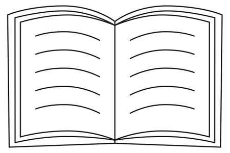 School college university line art icon poster open book. Coloring book page for adults and kids. Lineart illustration for gift card certificate banner sticker, badge sign, stamp, label.のイラスト素材