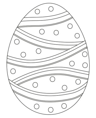 Black and white Easter egg poster, coloring book page for adults and kids. Holiday vector illustration for gift card certificate banner sticker, badge sign, stamp, icon label.のイラスト素材