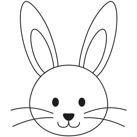 Line art black and white rabbit bunny face icon poster. Coloring book page for adults and kids.のイラスト素材