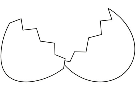 Line art black and white broken egg shell icon poster. Coloring book page for adults and kids....