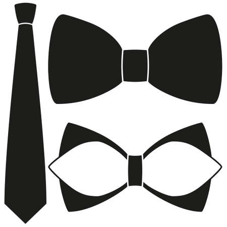 Icon poster man father dad day classic tie bowtie silhouette hipster set. Man fashion holiday vector illustration for gift card certificate banner sticker badge stamp logo labelのイラスト素材