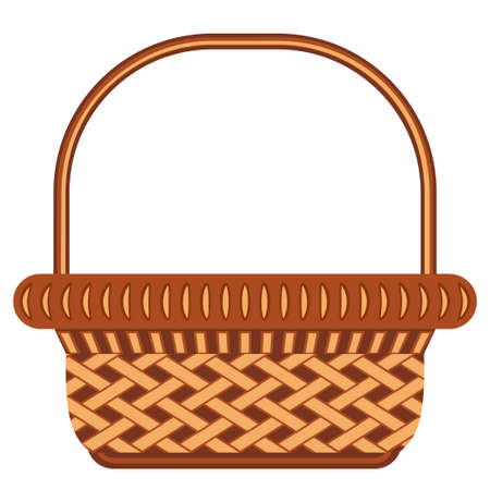 Cartoon bright colorful wicker basket shopping cart icon poster.のイラスト素材