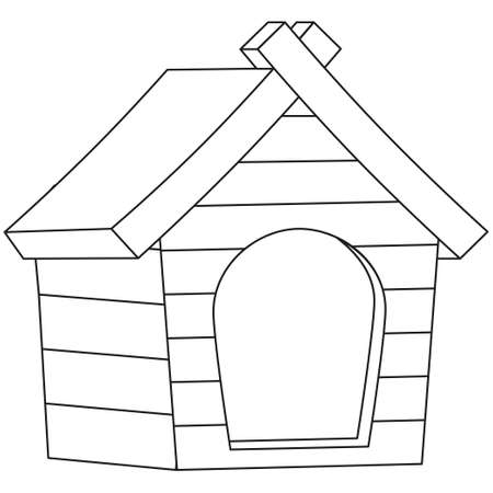 Line art black and white pet house icon poster. Pet care themed vector illustration for gift card, flyer, certificate banner, logo, patch, stickerのイラスト素材