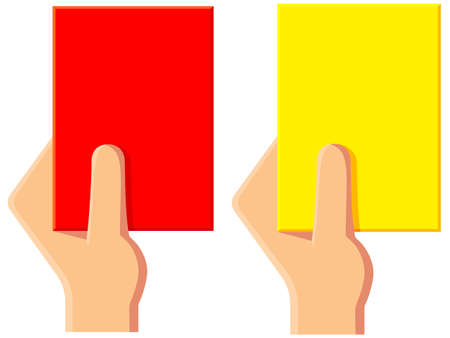 Cartoon yellow red soccer referee card icon set.のイラスト素材