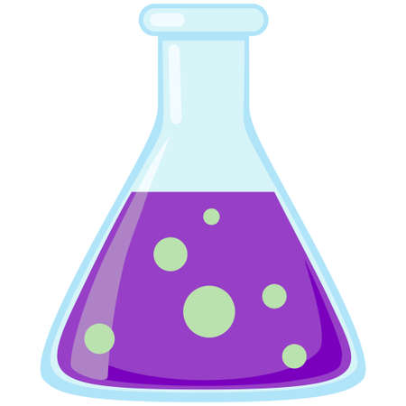 Colorful cartoon science test tube icon poster. Education theme vector illustrationのイラスト素材