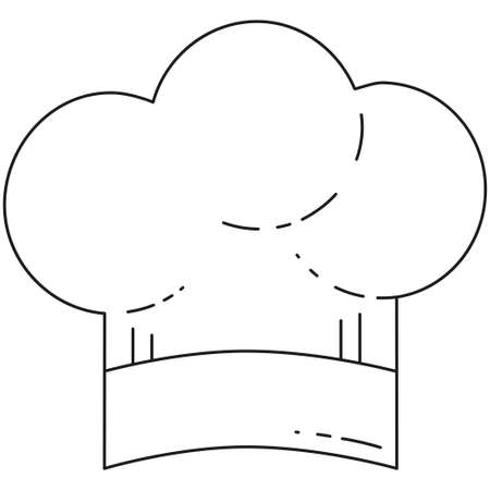 Line art black and white chef hat. Cooking vector illustration for gift card certificate banner sticker, badge, sign, stamp, label, icon, poster, patchのイラスト素材