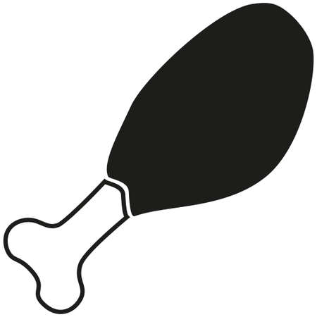 Black and white fried chicken leg silhouette. Comfort fastfood vector illustration for certificate banner sticker, badge sign, stamp,   icon label.の写真素材