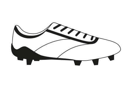 Black and white flat soccer boots. Sport theme vector illustration for icon, sticker sign, patch, certificate badge, gift card, stamp  , label, poster, web banner, flayerのイラスト素材
