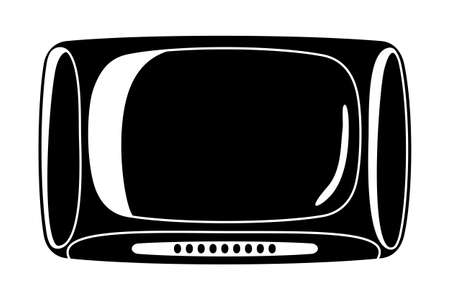 Black vintage television silhouette isolated on white background.Media theme vector illustration for icon, sticker sign, patch, certificate badge, gift card, label, poster.のイラスト素材