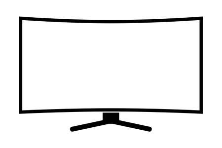 Black hd tv silhouette isolated on white.Media theme vector illustration for icon, sticker sign, patch, certificate badge, gift card, label, poster.のイラスト素材