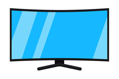 Cartoon black hd tv isolated on white.Media theme vector illustration for icon, sticker sign, patch, certificate badge, gift card, label, poster.のイラスト素材