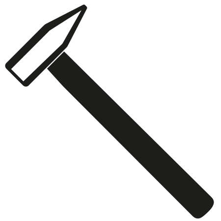 Black and white simple hammer silhouette. Handyman tool for home repair. Construction themed vector illustration for icon, logo, sticker, patch, label, sign, badge, certificate or flayer decorationのイラスト素材